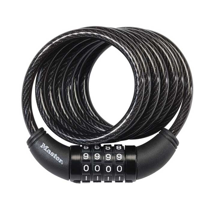 Master Lock Combination Cable Lock, 4 Dial Number, Set Your Own, 6' (1.8M) Long, 5/16" (8mm) Diameter